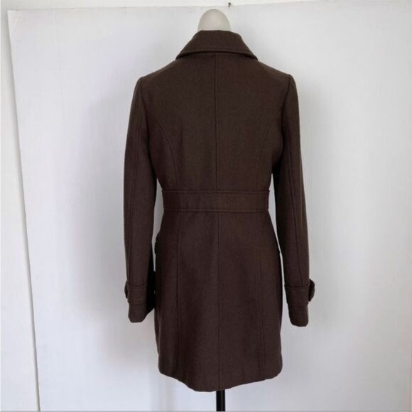 Bb Dakota middle-weight wool blend pea coat chocolate Brown Small - Picture 5 of 11